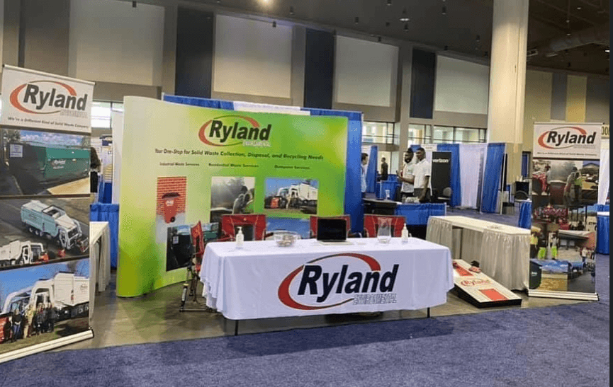 Ryland Environmental trade show booth showcasing services for municipalities and HOAs