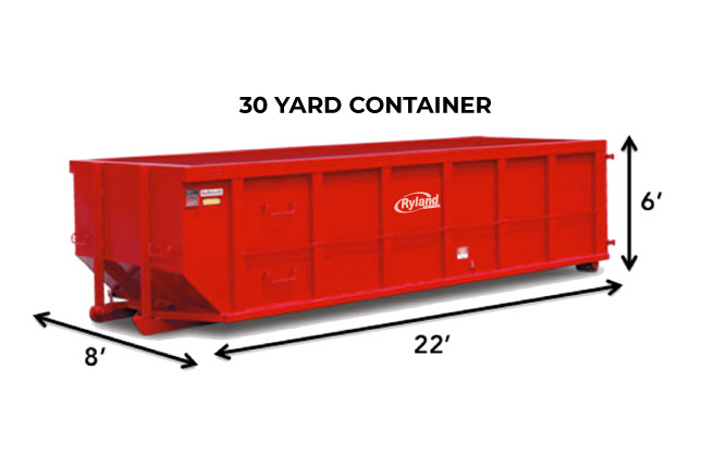 30 Yard Roll-Off Dumpster - 22' L x 8' W x 6' H