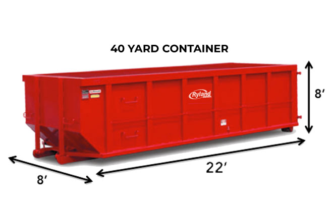 40 Yard Roll-Off Dumpster - 22' L x 8' W x 8' H